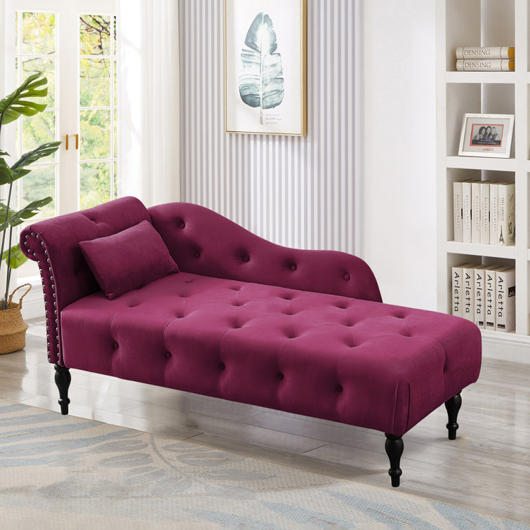 Canora Grey Feo 27.5" Wide Velvet Upholstered LeftArm Tufted Chaise